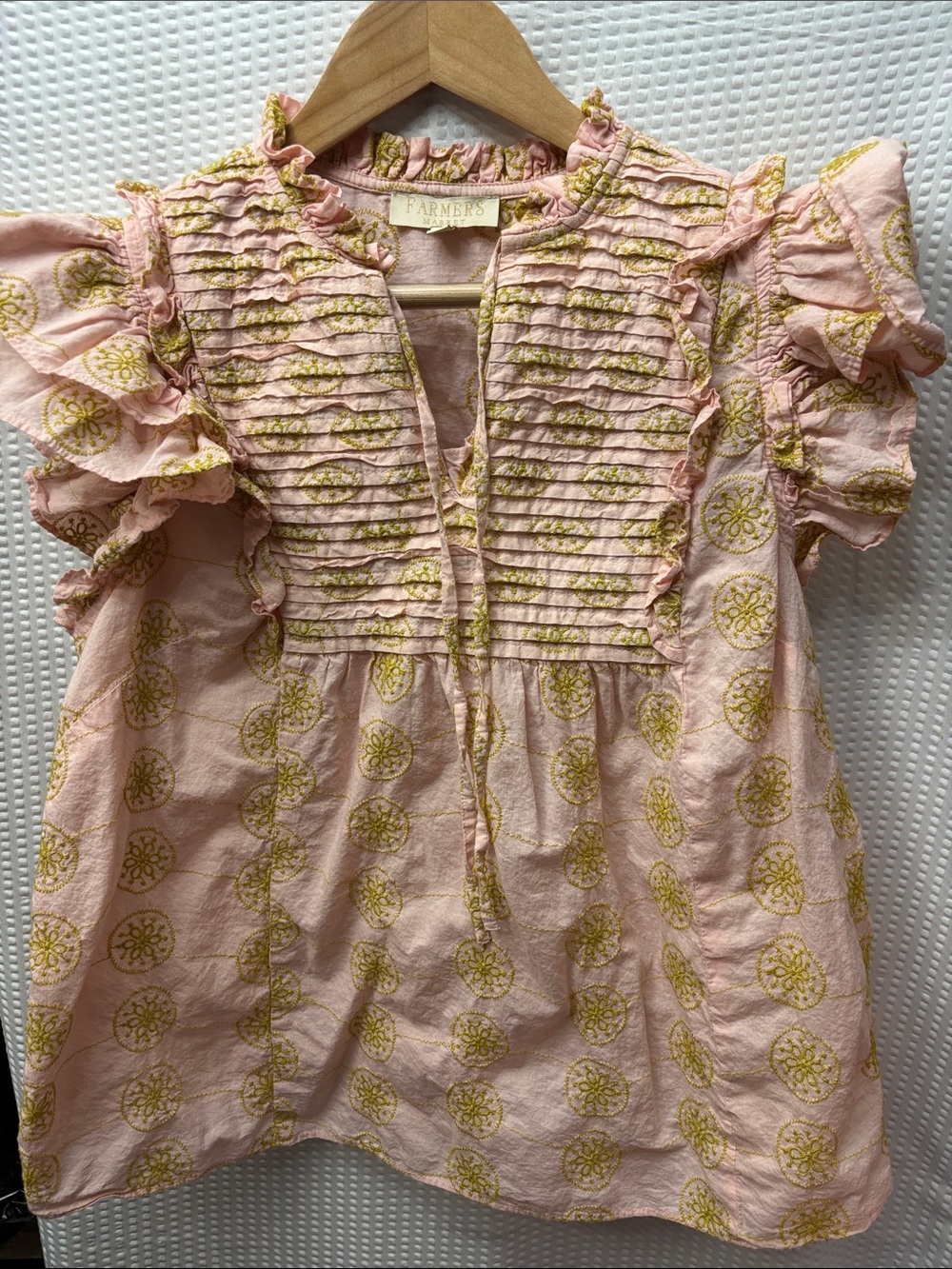 Farmers Market Pink & Yellow Ruffle Tunic Top